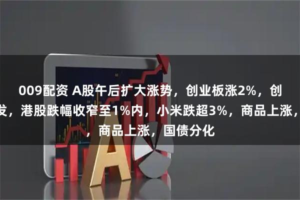 009配资 A股午后扩大涨势，创业板涨2%，创新药大爆发，港股跌幅收窄至1%内，小米跌超3%，商品上涨，国债分化