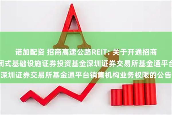 诺加配资 招商高速公路REIT: 关于开通招商基金招商公路高速公路封闭式基础设施证券投资基金深圳证券交易所基金通平台销售机构业务权限的公告