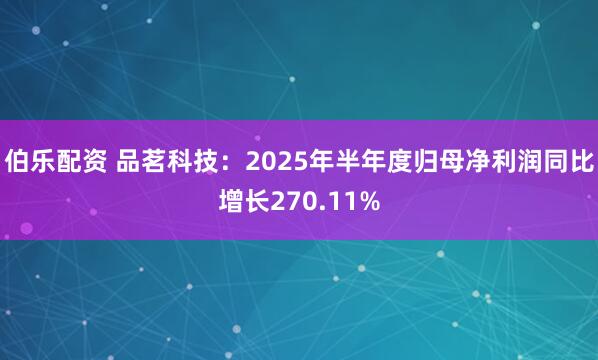 伯乐配资 品茗科技：2025年半年度归母净利润同比增长270.11%